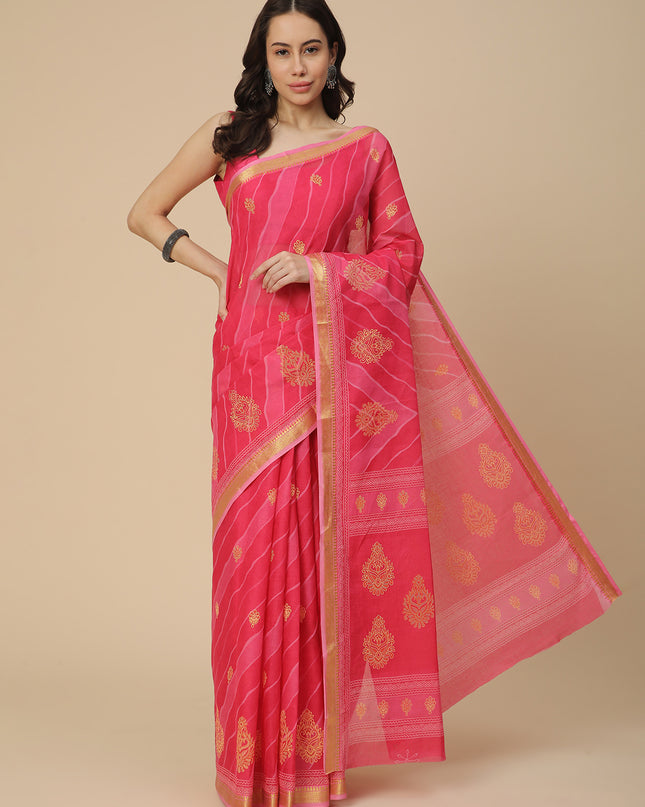 Pure Cotton Printed Mulmul Saree for Women with Blouse Piece