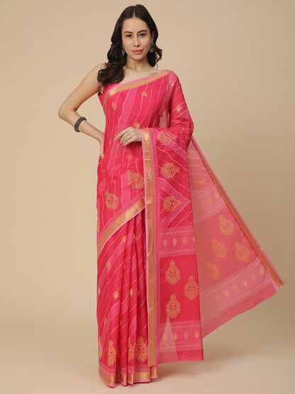 Pure Cotton Printed Mulmul Saree for Women with Blouse Piece