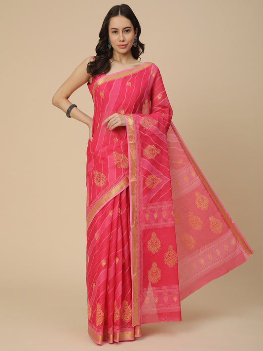 Pure Cotton Printed Mulmul Saree for Women with Blouse Piece