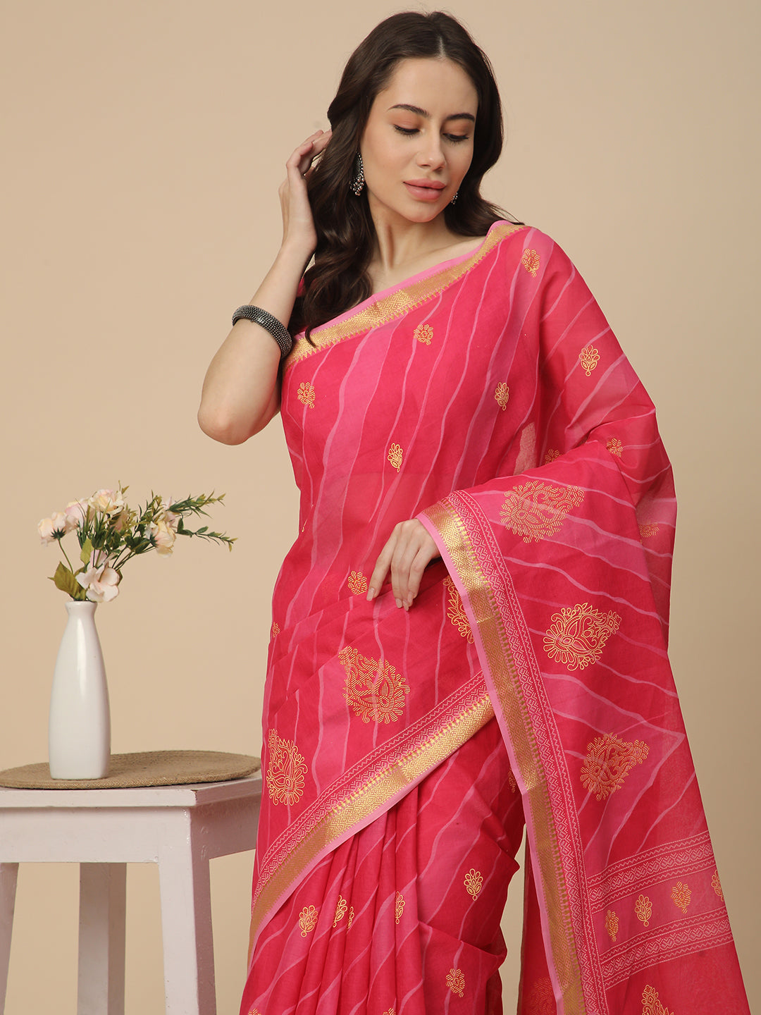 Pure Cotton Printed Mulmul Saree for Women with Blouse Piece