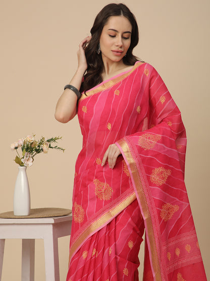 Pure Cotton Printed Mulmul Saree for Women with Blouse Piece