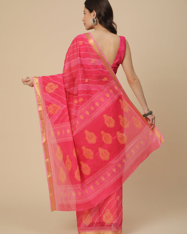 Pure Cotton Printed Mulmul Saree for Women with Blouse Piece