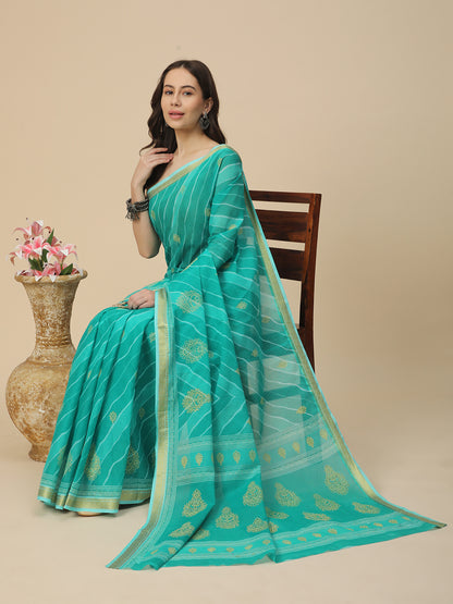 Pure Cotton Printed Mulmul Saree for Women with Blouse Piece