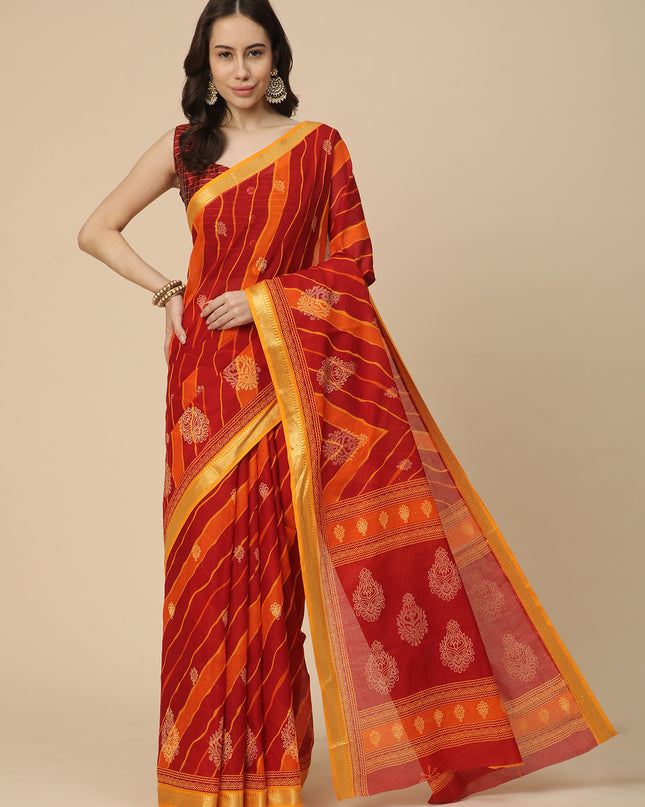 Pure Cotton Printed Mulmul Saree for Women with Blouse Piece