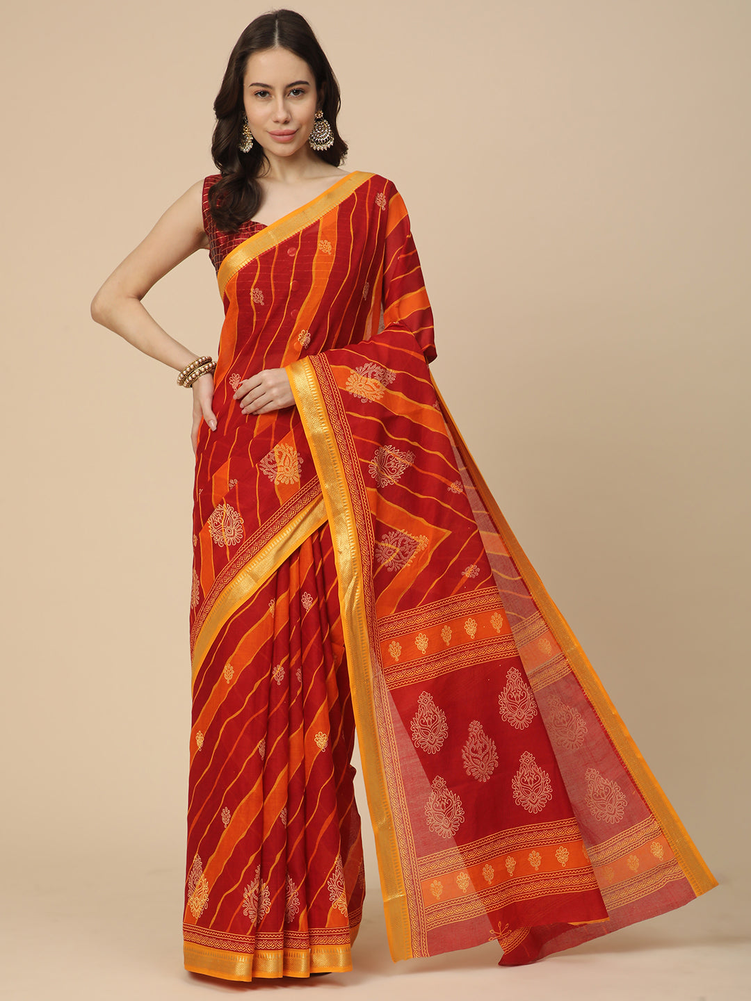 Pure Cotton Printed Mulmul Saree for Women with Blouse Piece