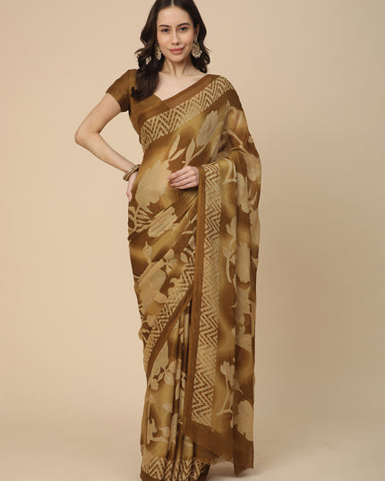 Georgette Printed Saree with Unstitched Blouse Piece