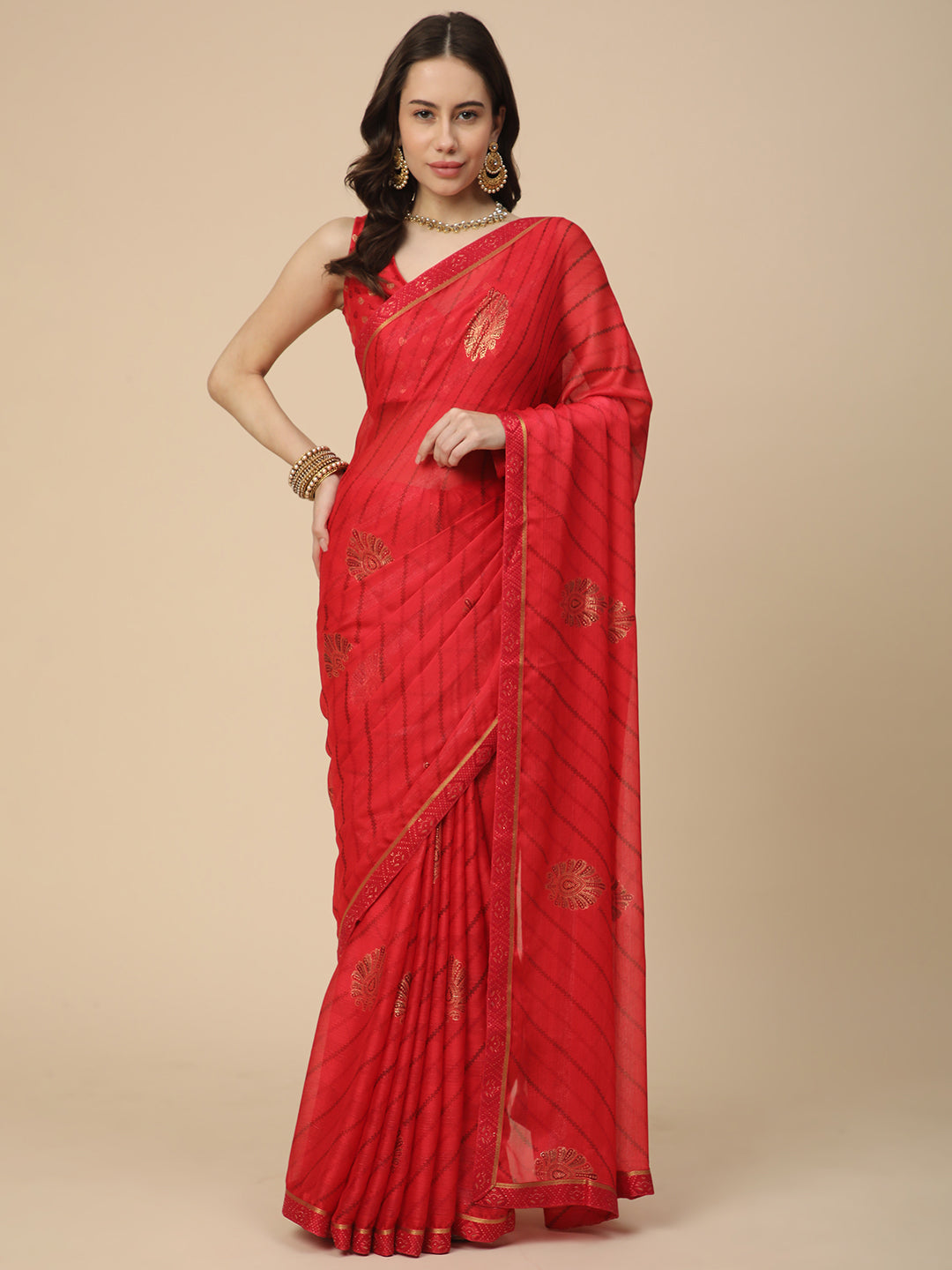 Georgette Leheriya Printed Saree with Printed Blouse Piece