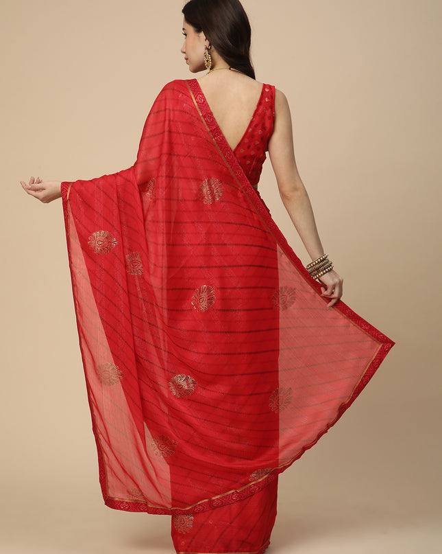 Georgette Leheriya Printed Saree with Printed Blouse Piece