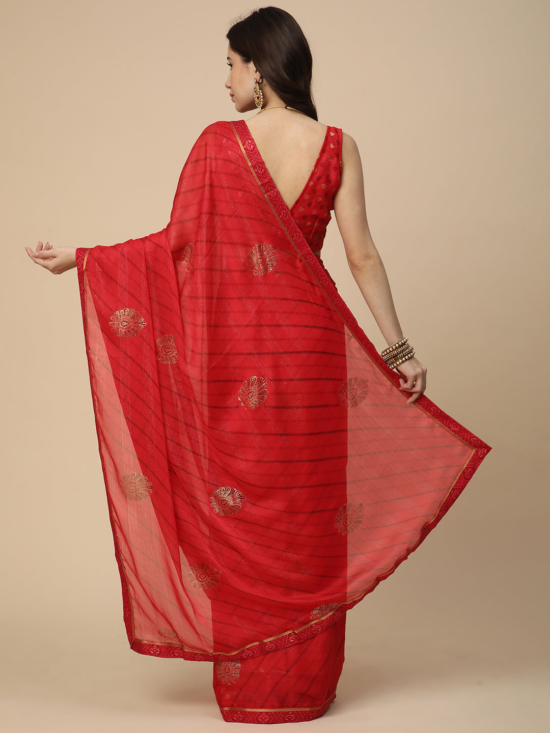 Georgette Leheriya Printed Saree with Printed Blouse Piece