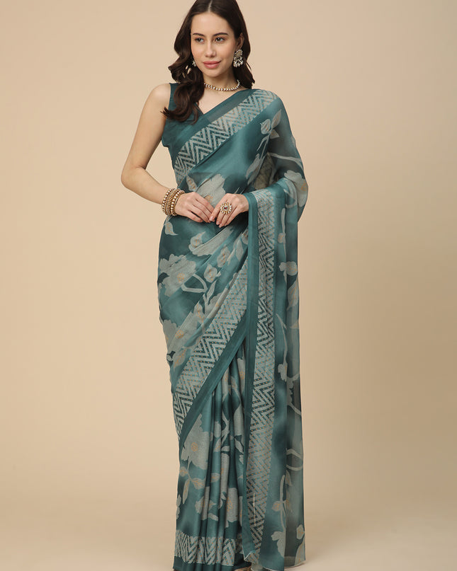Georgette Printed Saree with Unstitched Blouse Piece