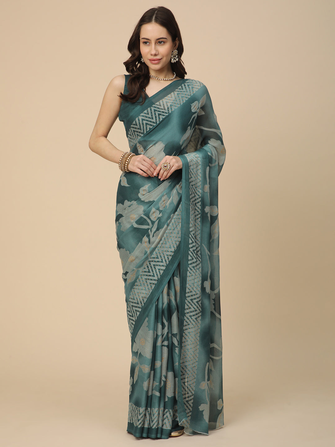 Georgette Printed Saree with Unstitched Blouse Piece