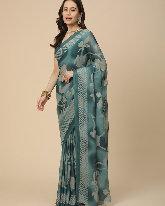 Georgette Printed Saree with Unstitched Blouse Piece