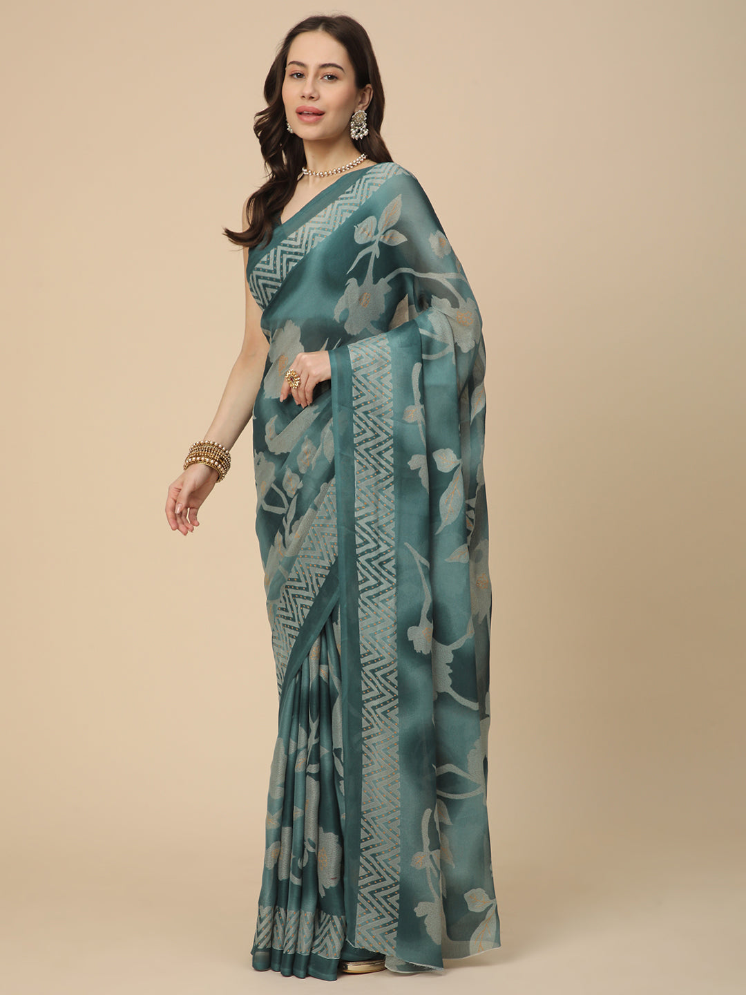 Georgette Printed Saree with Unstitched Blouse Piece