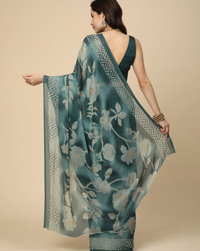 Georgette Printed Saree with Unstitched Blouse Piece