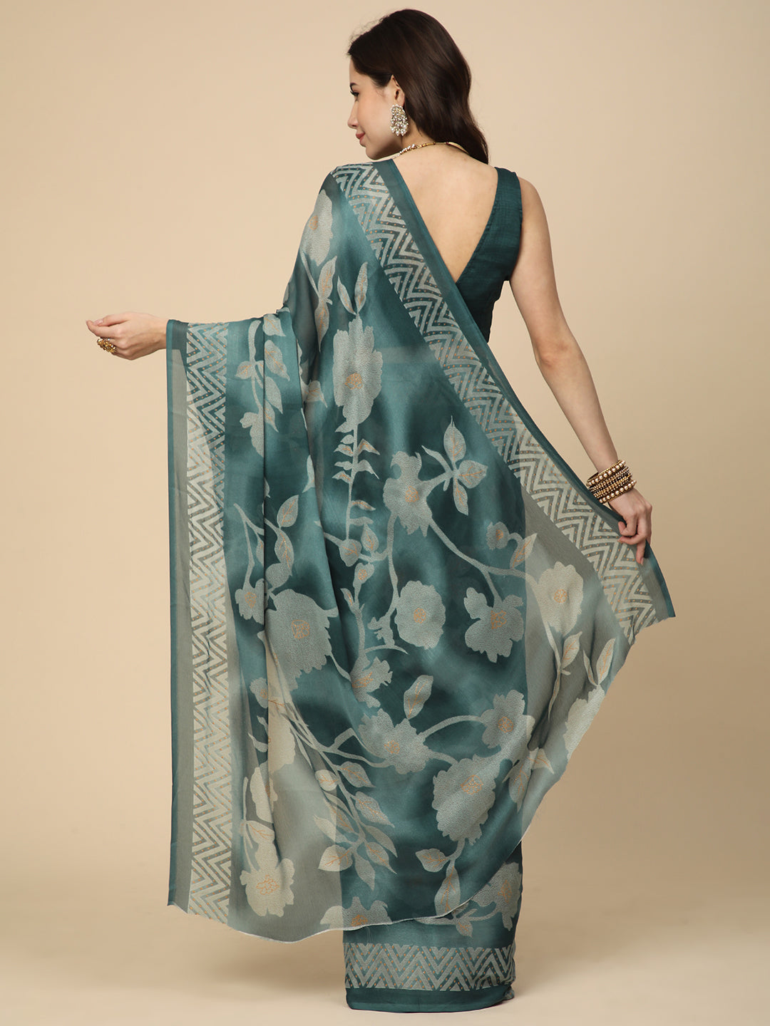 Georgette Printed Saree with Unstitched Blouse Piece