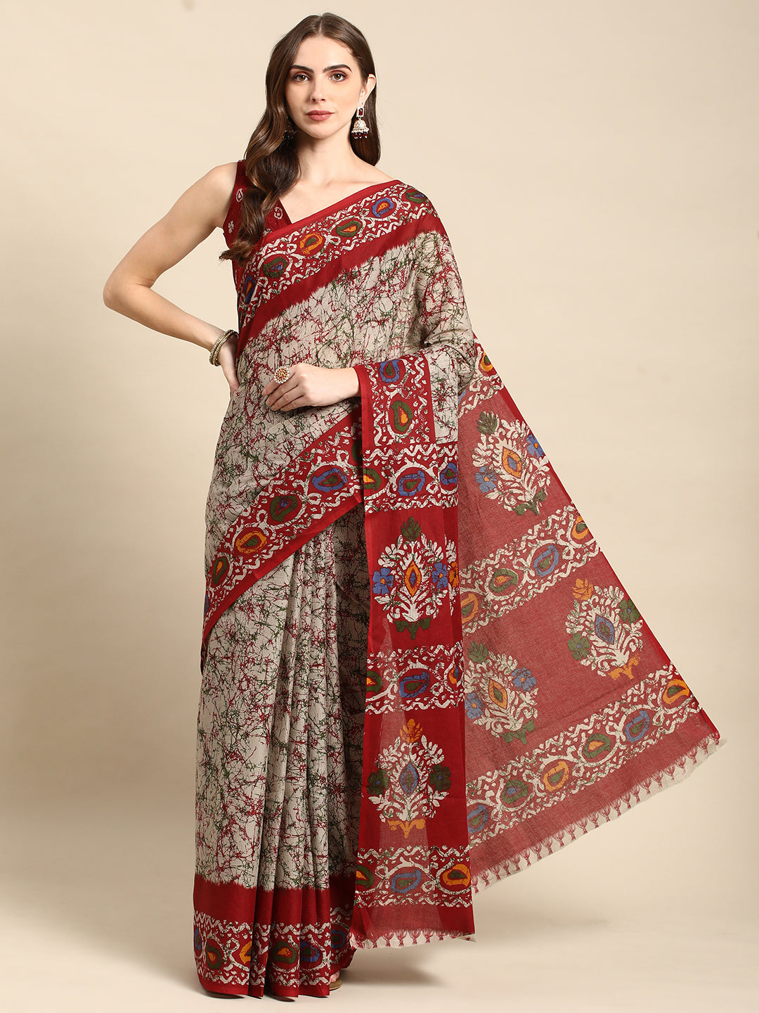 Pure Cotton Printed Mulmul Saree for Women with Blouse Piece