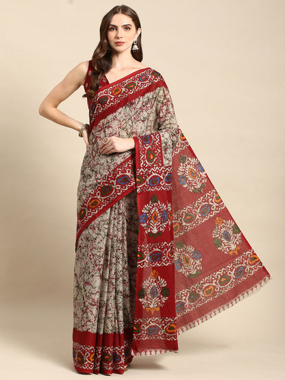 Pure Cotton Printed Mulmul Saree for Women with Blouse Piece