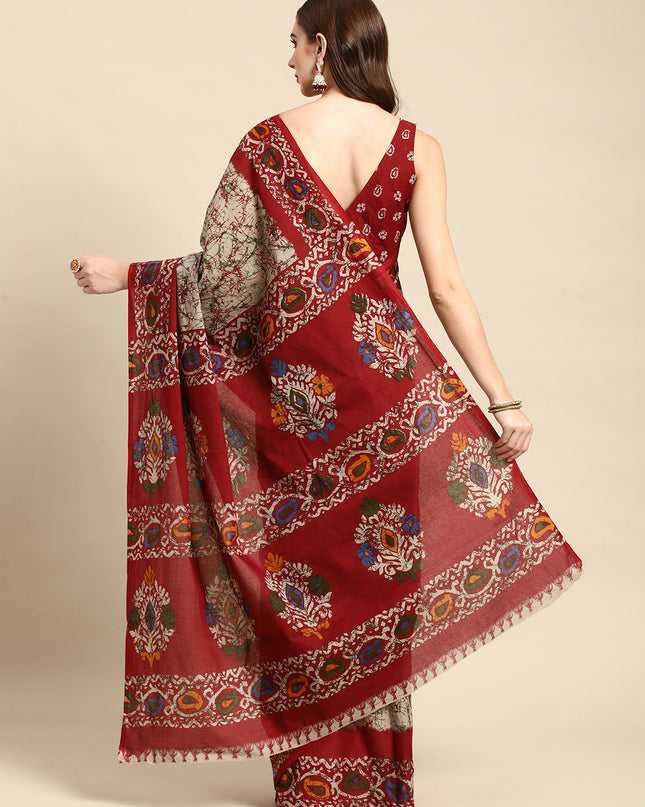 Pure Cotton Printed Mulmul Saree for Women with Blouse Piece