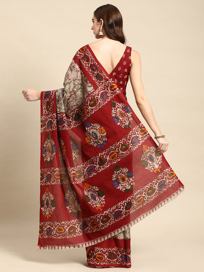 Pure Cotton Printed Mulmul Saree for Women with Blouse Piece