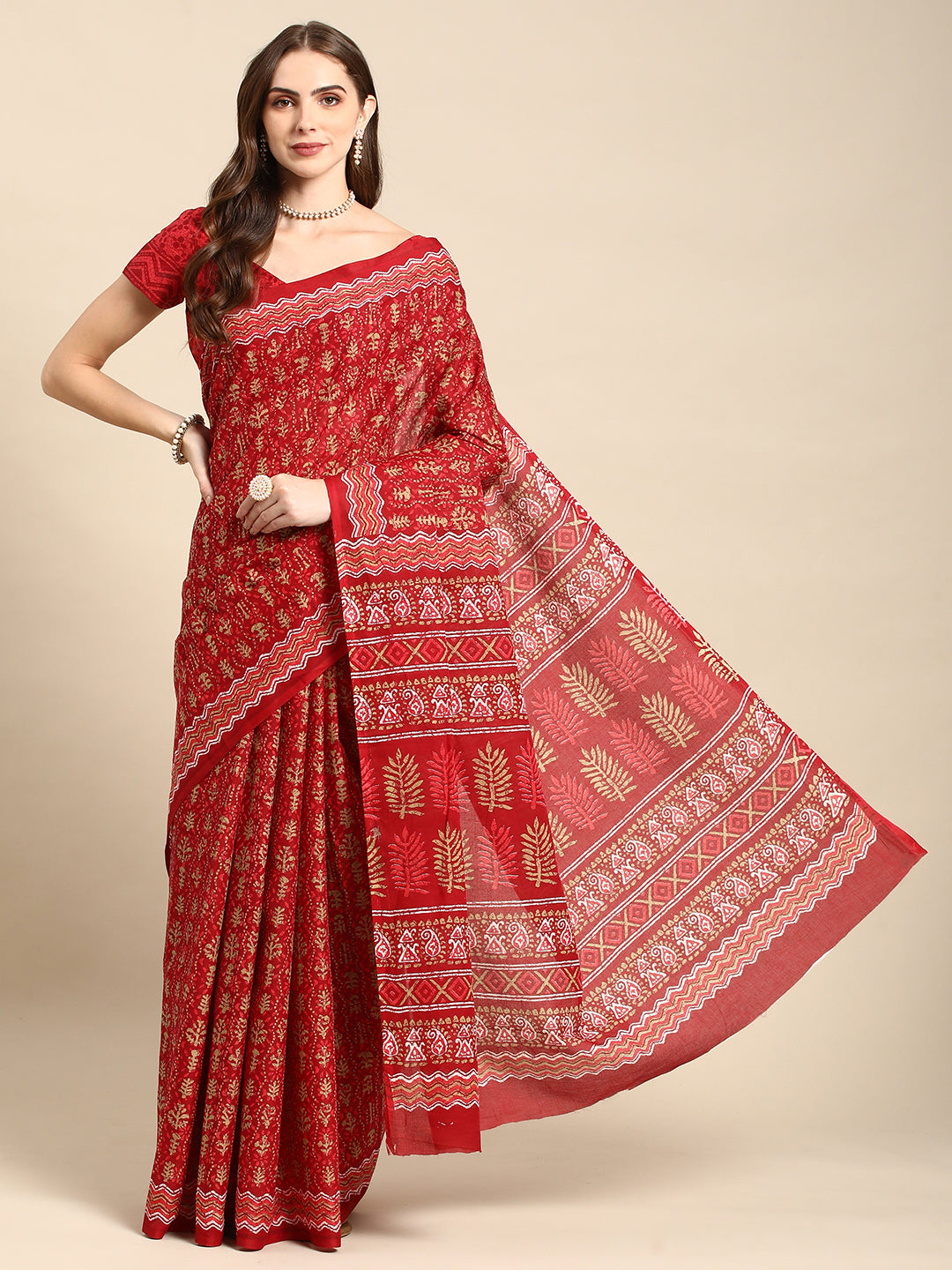 Pure Cotton Printed Mulmul Saree for Women with Blouse Piece