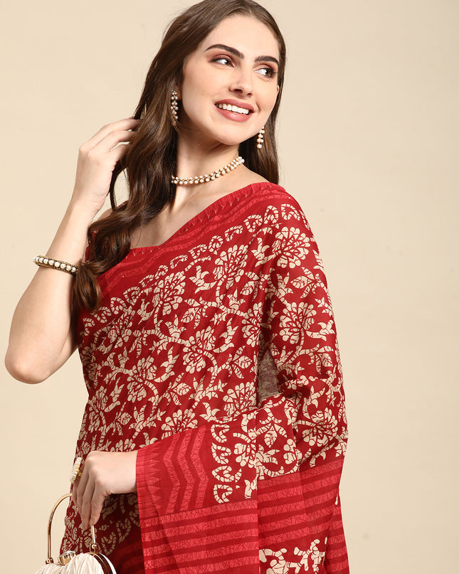 Pure Cotton Printed Mulmul Saree for Women with Blouse Piece