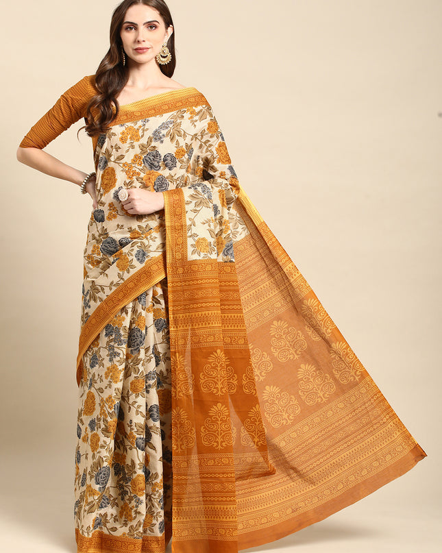 Pure Cotton Printed Mulmul Saree for Women with Blouse Piece