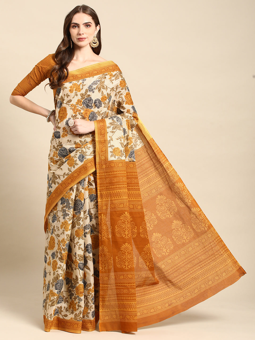 Pure Cotton Printed Mulmul Saree for Women with Blouse Piece