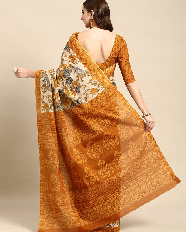 Pure Cotton Printed Mulmul Saree for Women with Blouse Piece