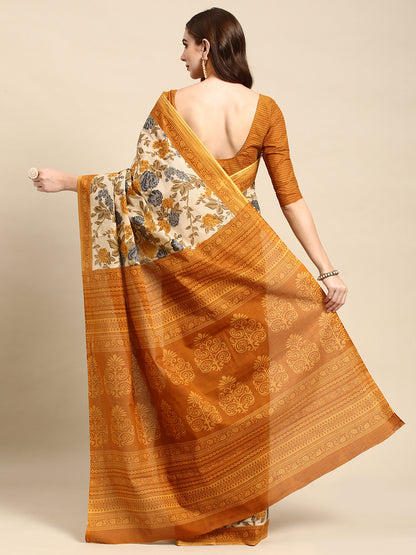 Pure Cotton Printed Mulmul Saree for Women with Blouse Piece