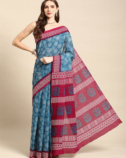 Pure Cotton Printed Mulmul Saree for Women with Blouse Piece