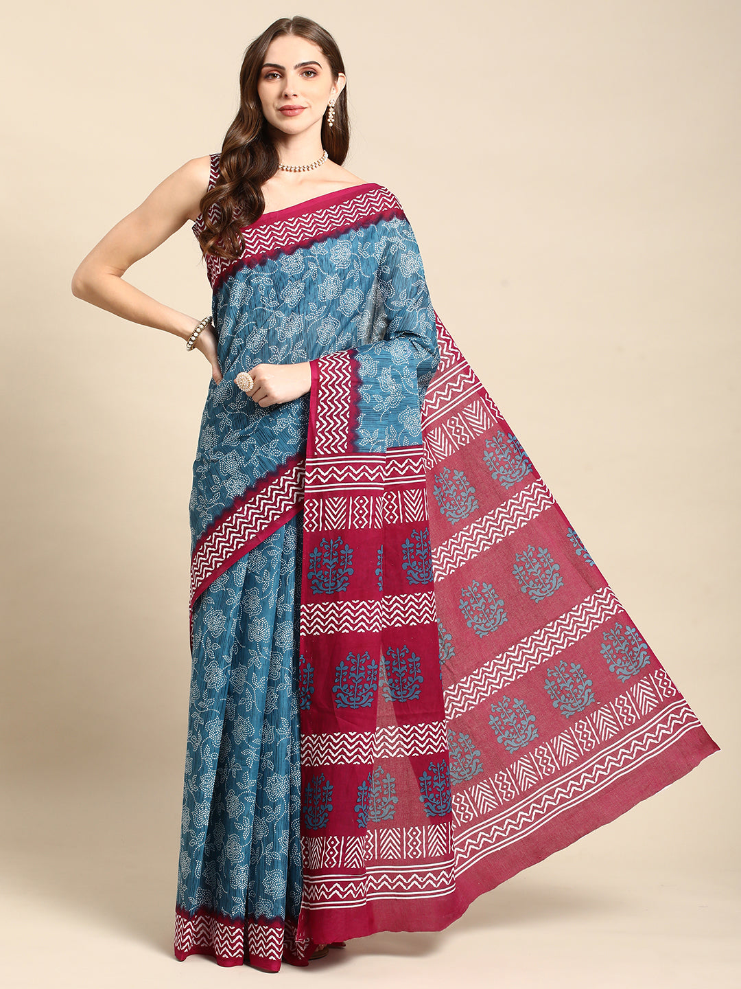 Pure Cotton Printed Mulmul Saree for Women with Blouse Piece