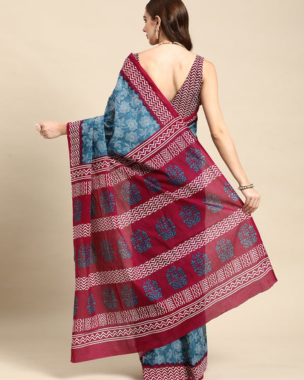 Pure Cotton Printed Mulmul Saree for Women with Blouse Piece