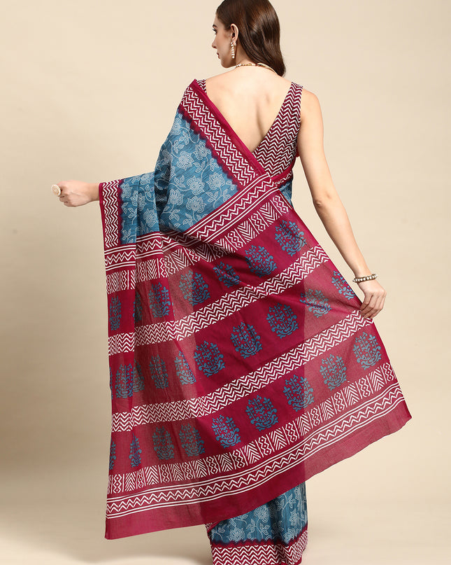 Pure Cotton Printed Mulmul Saree for Women with Blouse Piece