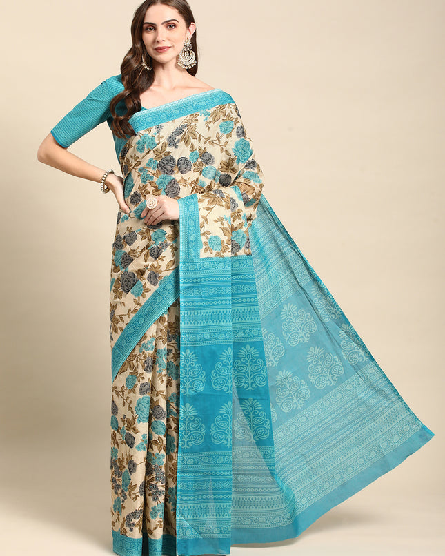 Pure Cotton Printed Mulmul Saree for Women with Blouse Piece