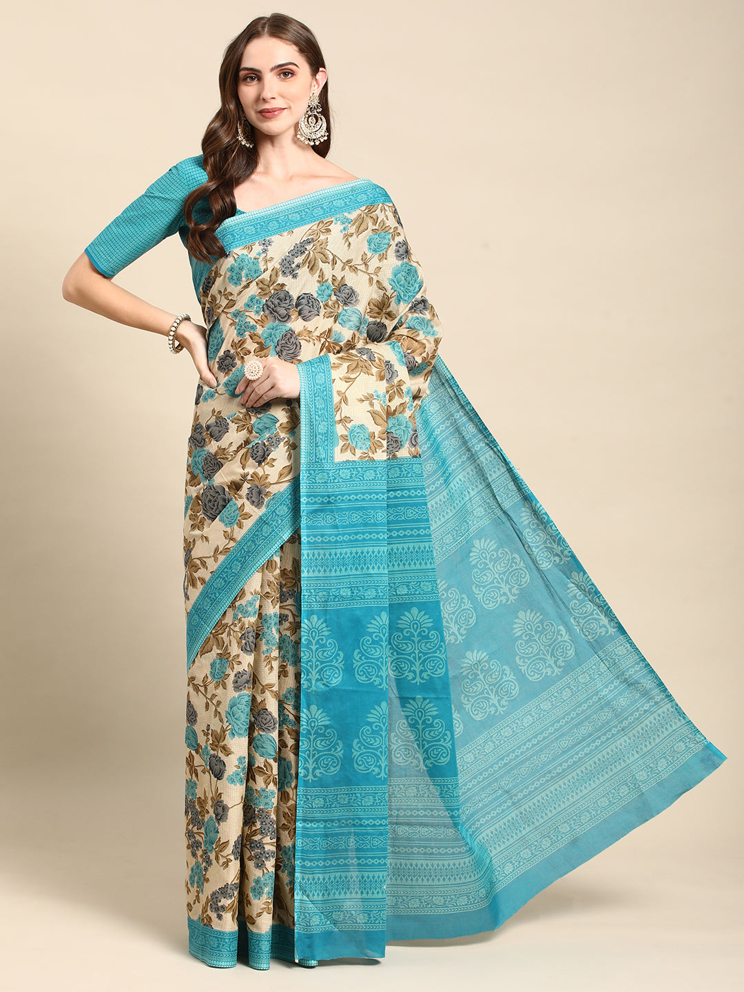Pure Cotton Printed Mulmul Saree for Women with Blouse Piece