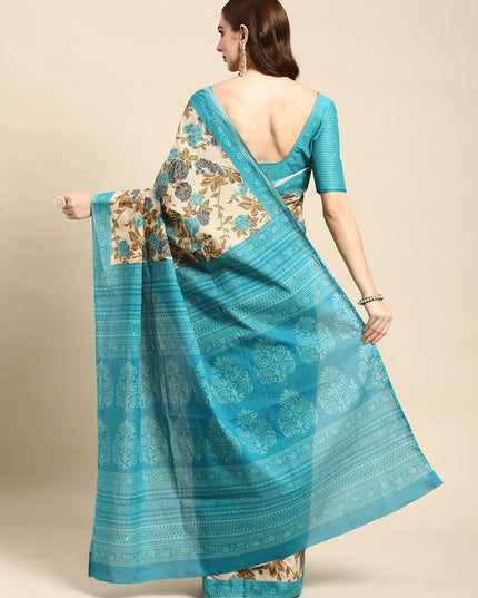 Pure Cotton Printed Mulmul Saree for Women with Blouse Piece