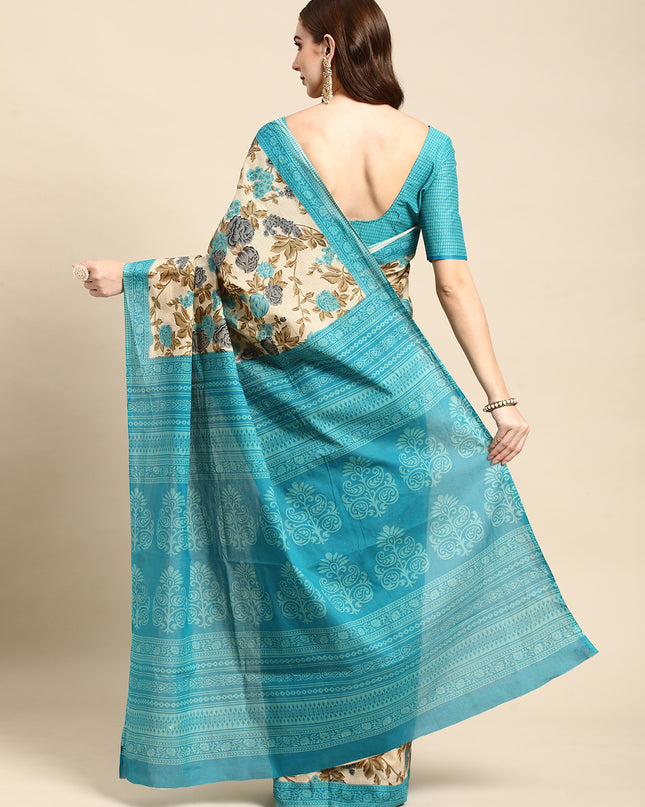Pure Cotton Printed Mulmul Saree for Women with Blouse Piece