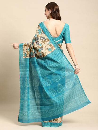 Pure Cotton Printed Mulmul Saree for Women with Blouse Piece
