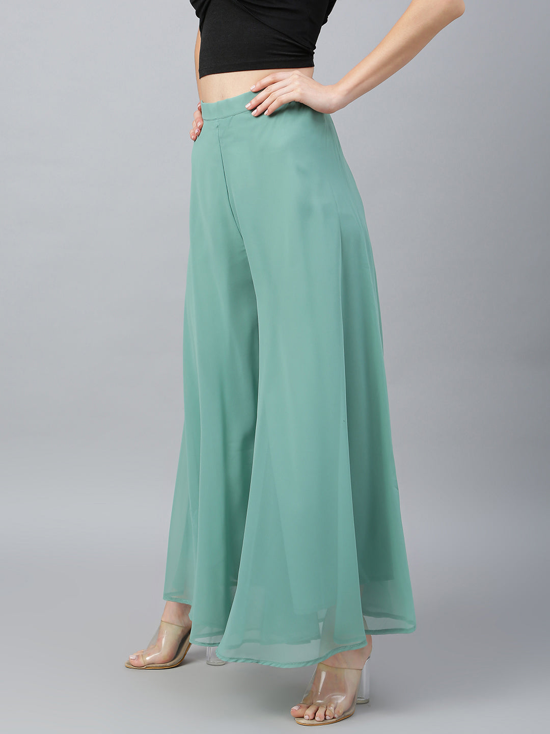 Women’s Freesize Georgette Flared Sharara Palazzo Pant with Lining