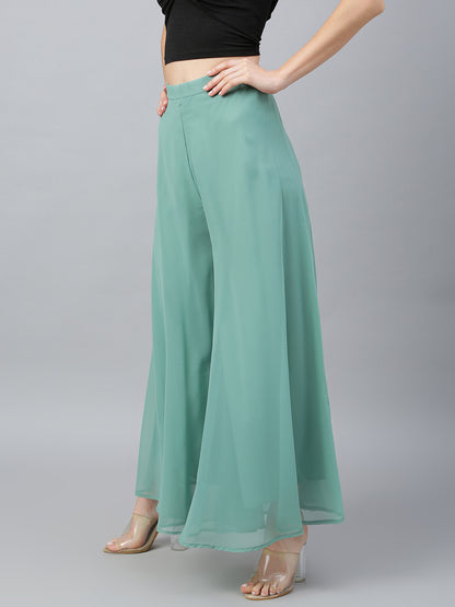 Women’s Freesize Georgette Flared Sharara Palazzo Pant with Lining