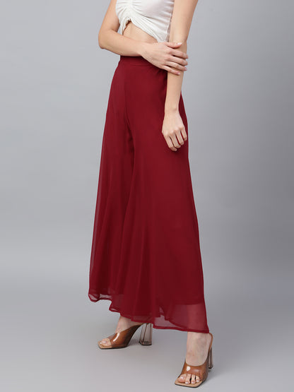 Women’s Freesize Georgette Flared Sharara Palazzo Pant with Lining