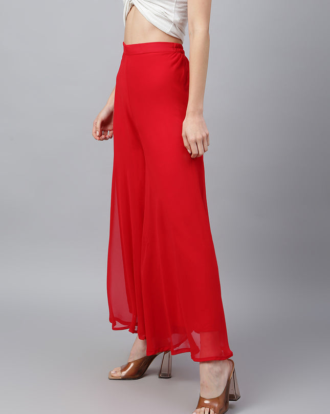 Women’s Freesize Georgette Flared Sharara Palazzo Pant with Lining