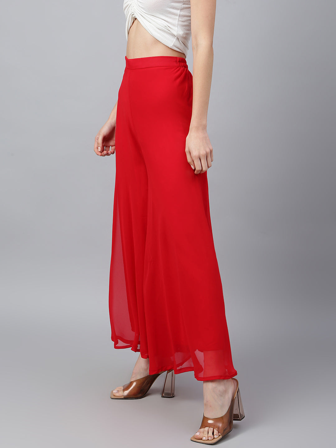 Women’s Freesize Georgette Flared Sharara Palazzo Pant with Lining