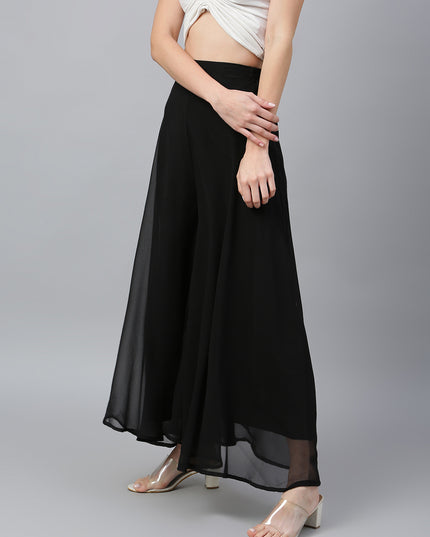 Women’s Freesize Georgette Flared Sharara Palazzo Pant with Lining