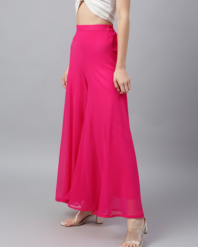 Women’s Freesize Georgette Flared Sharara Palazzo Pant with Lining