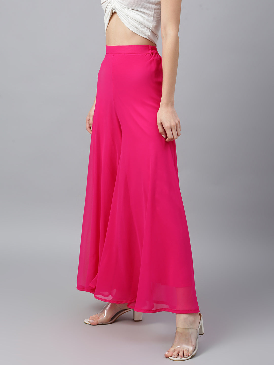 Women’s Freesize Georgette Flared Sharara Palazzo Pant with Lining