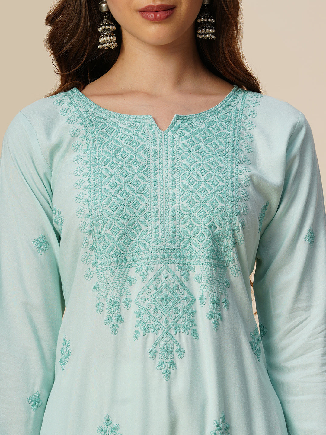 Rayon Straight Lucknowi Chikankari Ethnic Wear Kurta