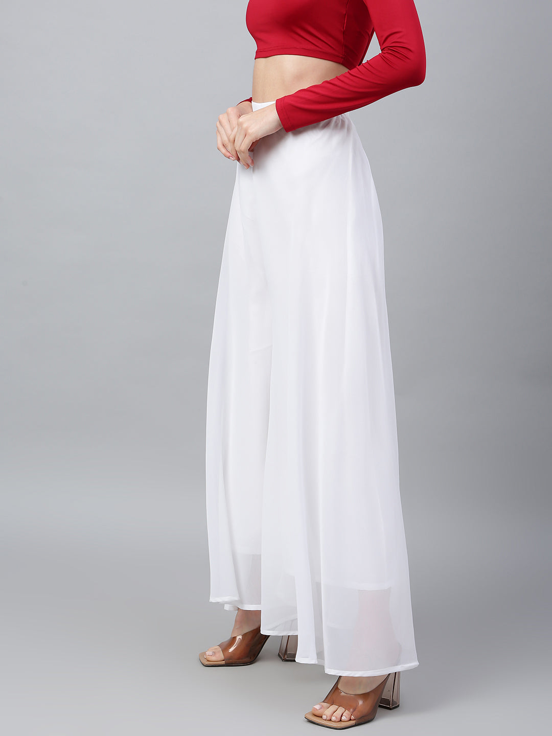 Women’s Freesize Georgette Flared Sharara Palazzo Pant with Lining