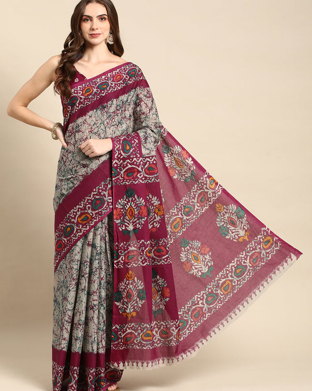 Pure Cotton Printed Mulmul Saree for Women with Blouse Piece