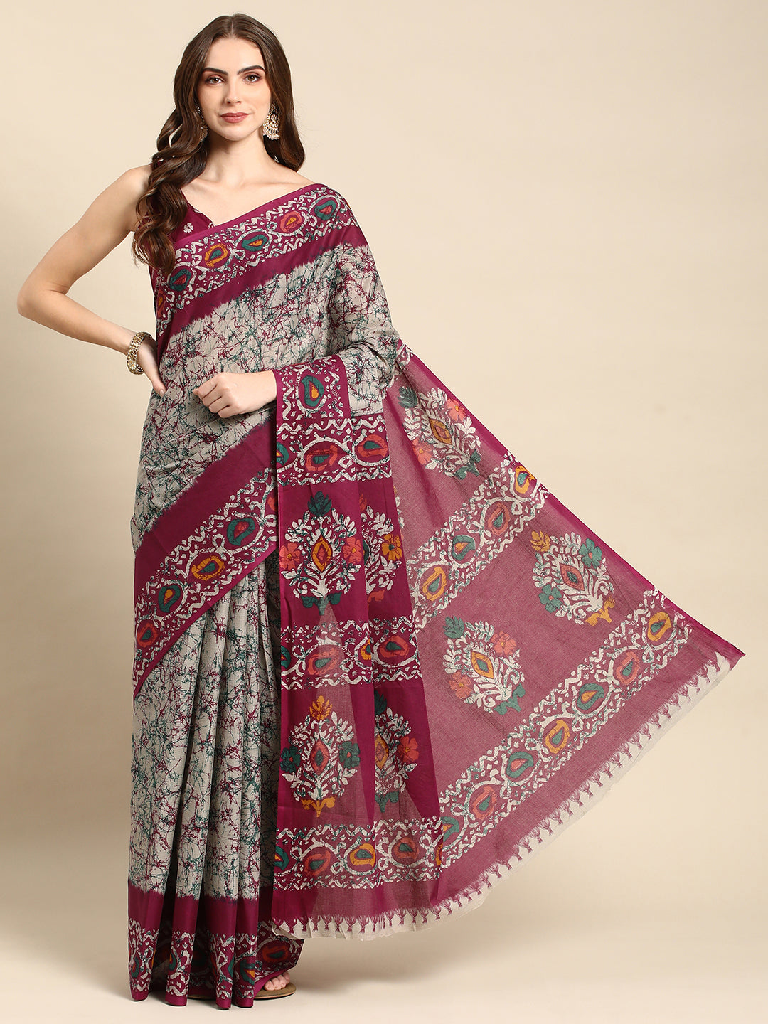 Pure Cotton Printed Mulmul Saree for Women with Blouse Piece